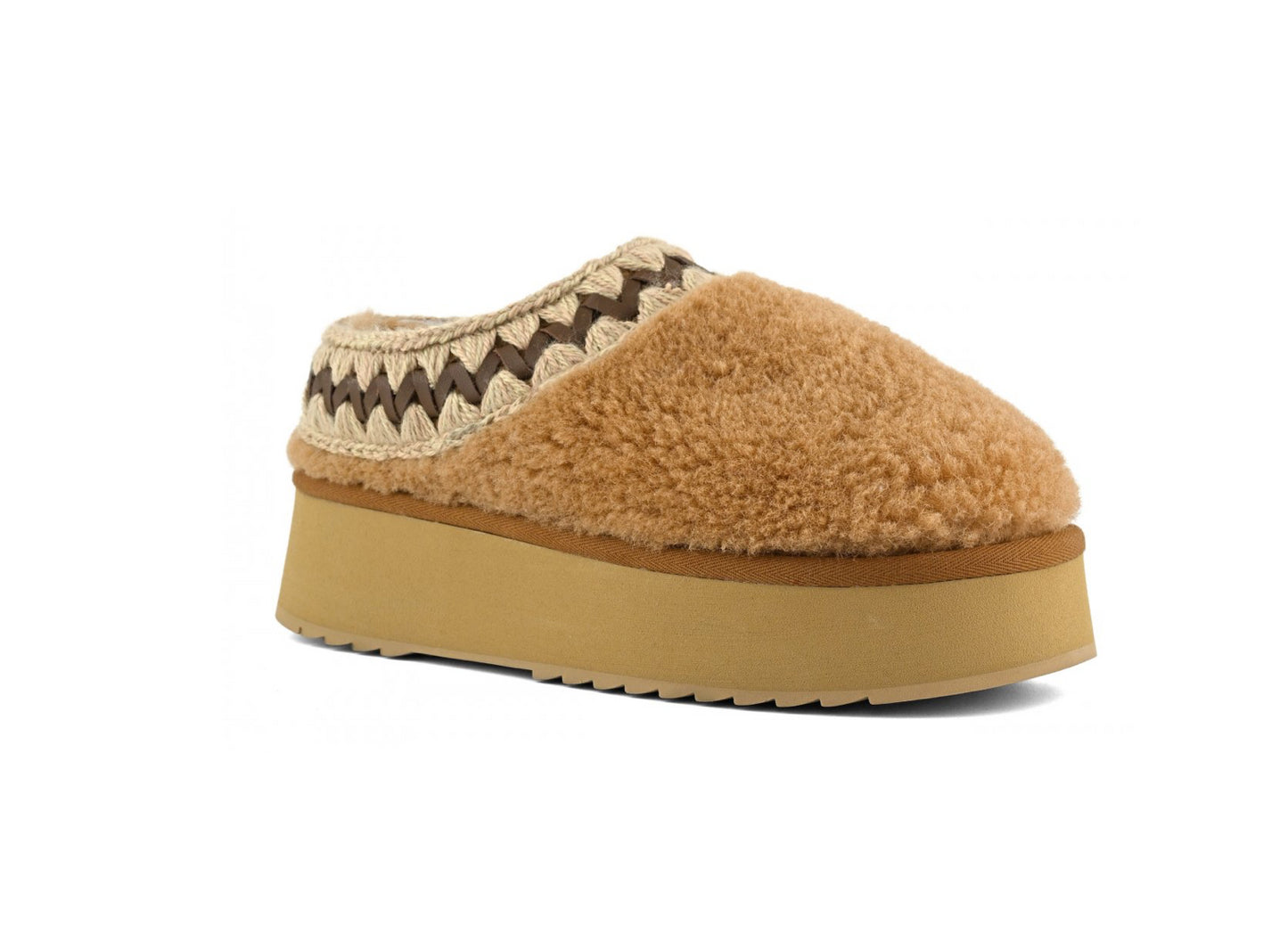 Platform clog curly sheepskin MOU