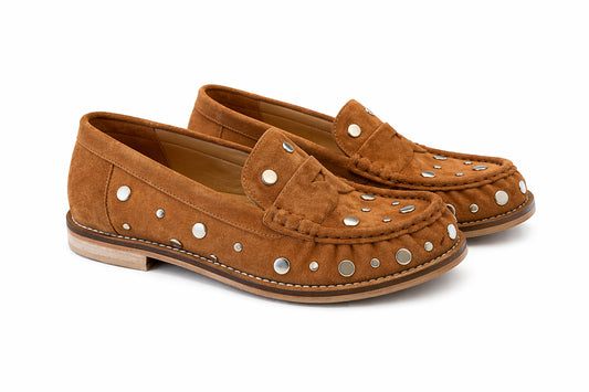 Mocassino Crosta Tabacco con Borchie JULIE DEE