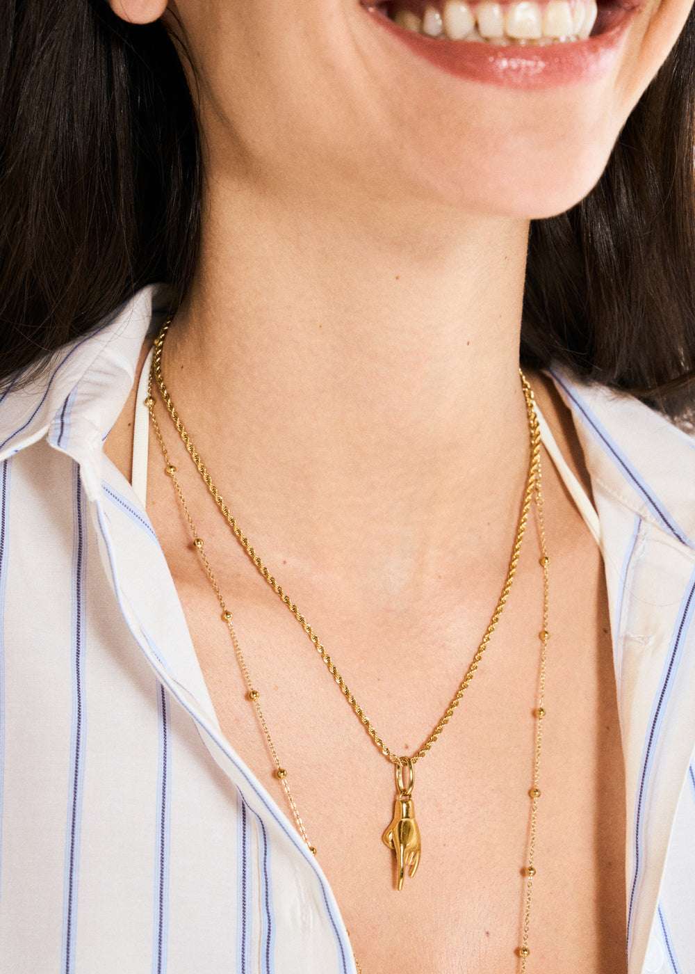 COLLANA PLAC. ORO 14 CON MANO NALÌ