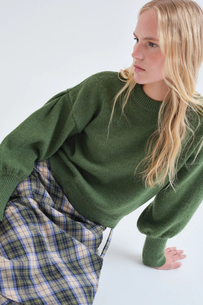 GONNA MIDI 100% COTONE STAMPA CHECK VERDE 63C/11036 COMPANIA FANTASTICA
