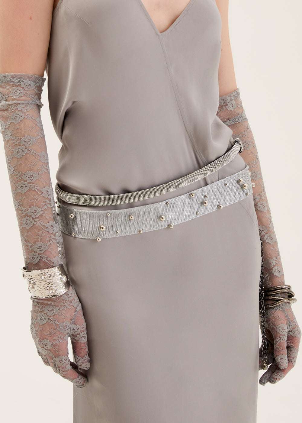 CINTURA DAISY TESSUTO LUREX+BORCHIE ARGENTO NALÌ