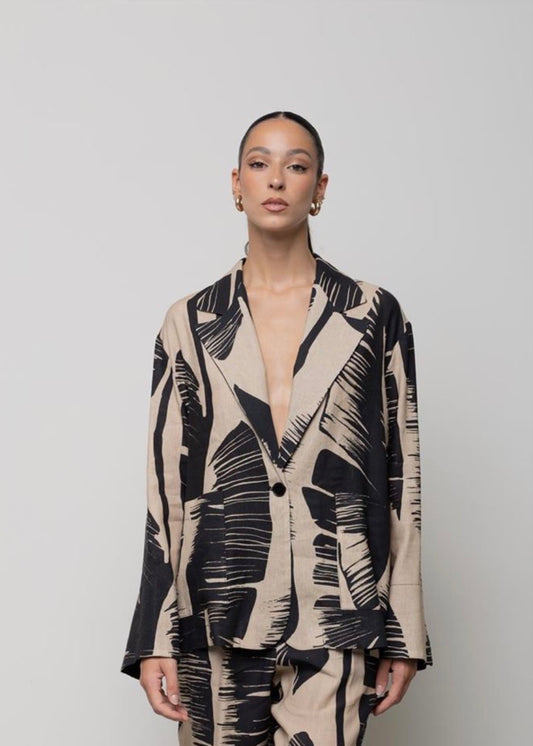 Blazer raso  Stampa Palm-Abstract ICONA