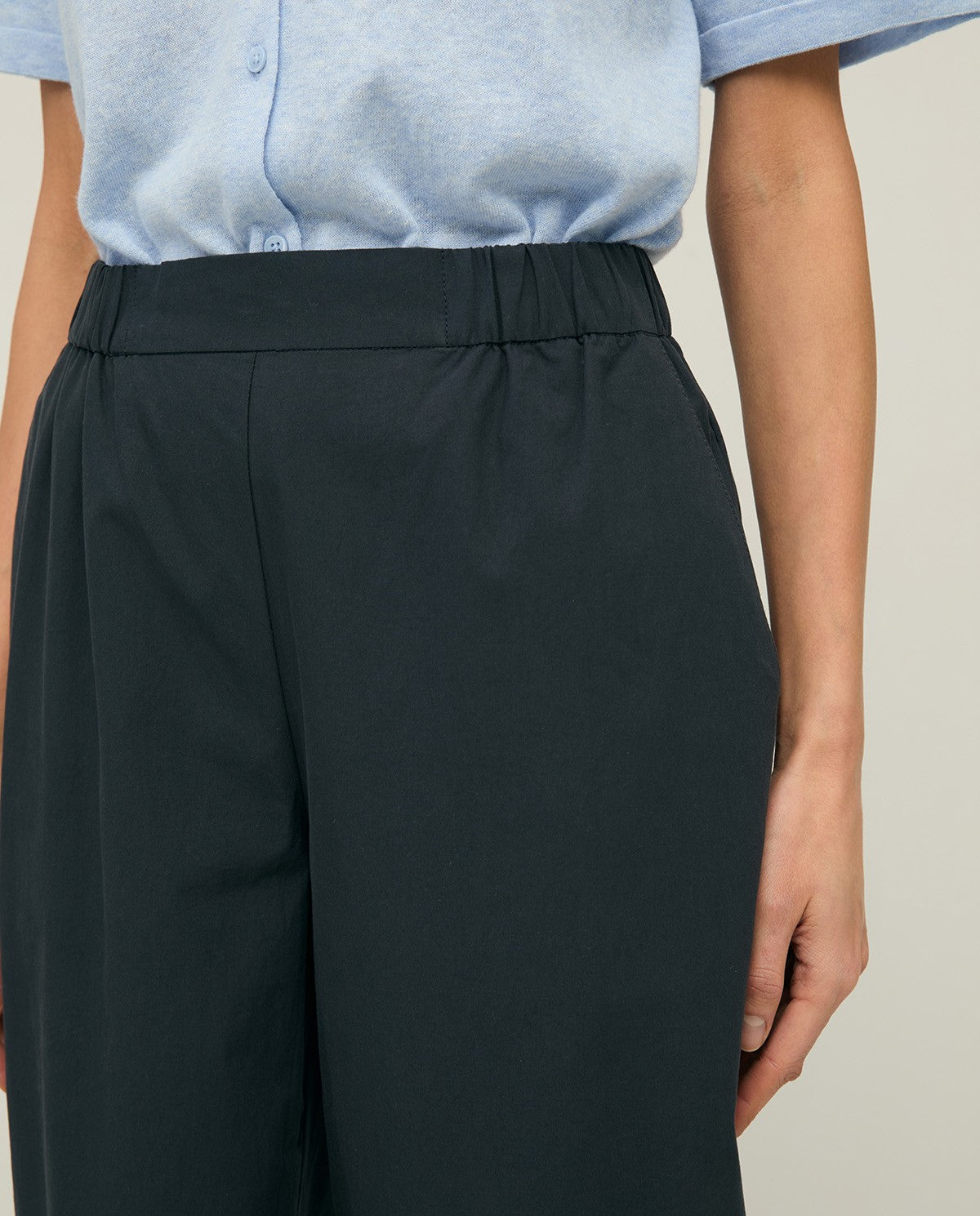 PANTALONI DRITTI IN POPELINE BLU YERSE