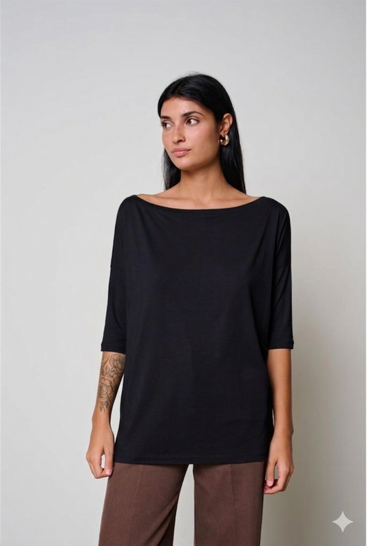 T-SHIRT MANICA 3/4 NERO KAOS DAY BY DAY