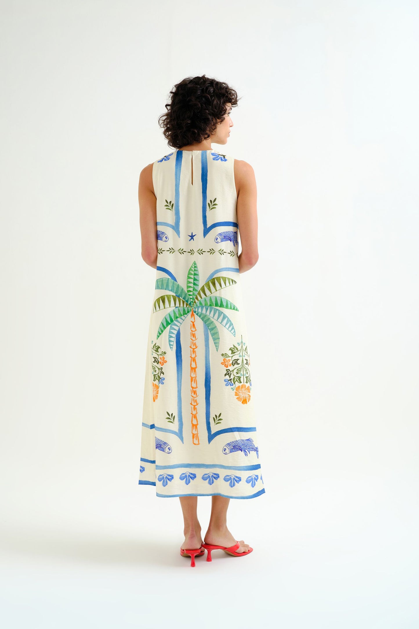Abito lungo con stampa Palm & Mermaid COMPANIA FANTASTICA