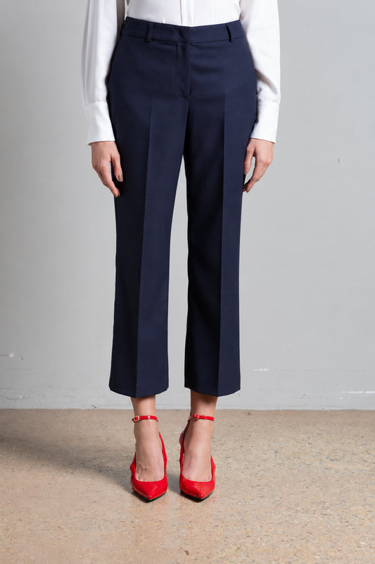 PANTALONI DI FLANELLA A GAMBA DRITTA BLU NOTTE ICONA