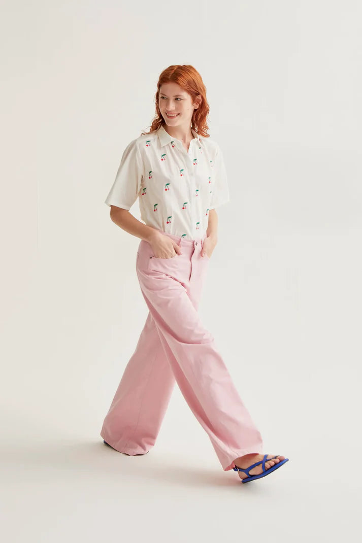 CAMICIA BIANCA RICAMO CIGLIEGIE COMPANIA FANTASTICA