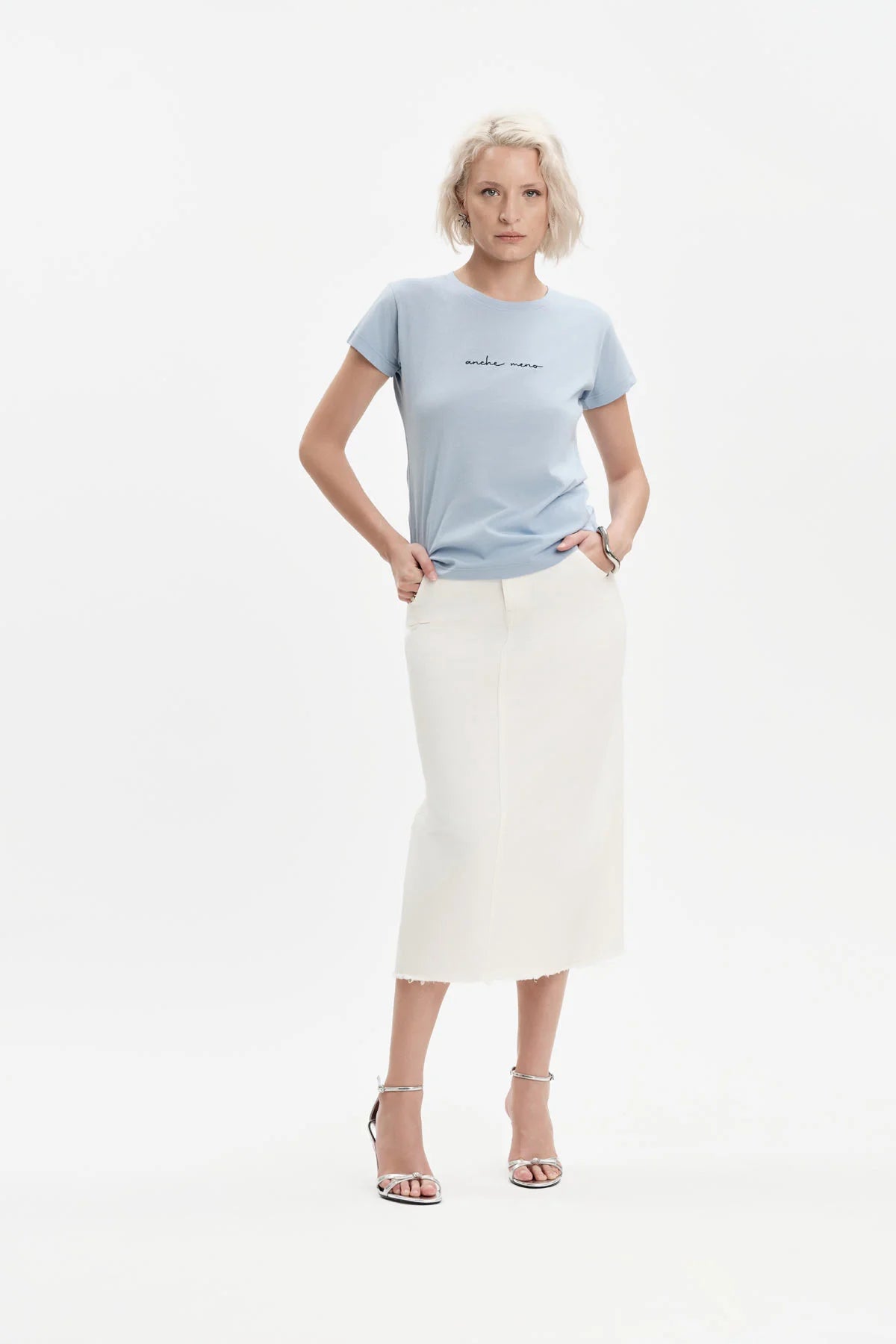 T-SHIRT SCRITTA RICAMO ANCHE MENO WHITE WISE