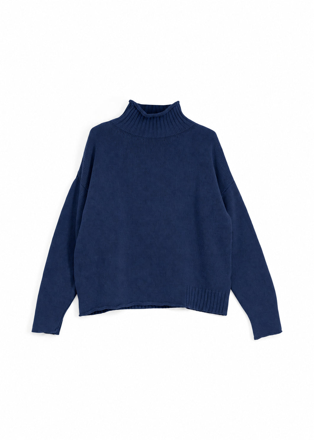 MAGLIA COLLO A CRATERE BLU PURA LAVA CROCHÈ