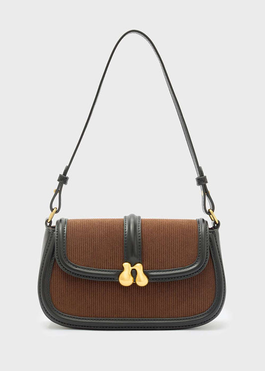 BORSA BOBBY A SPALLA VELLUTO MARRONE NALÌ