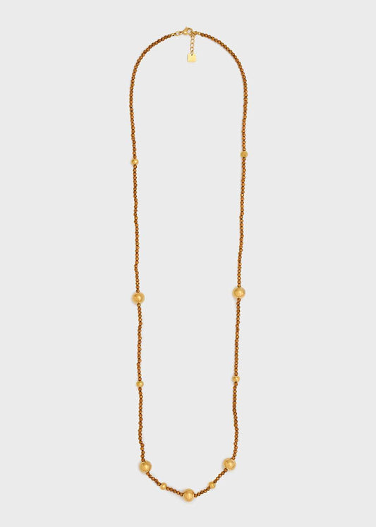 COLLANA LEA PERLINE E SFERE ORO\MARRONE NALÍ