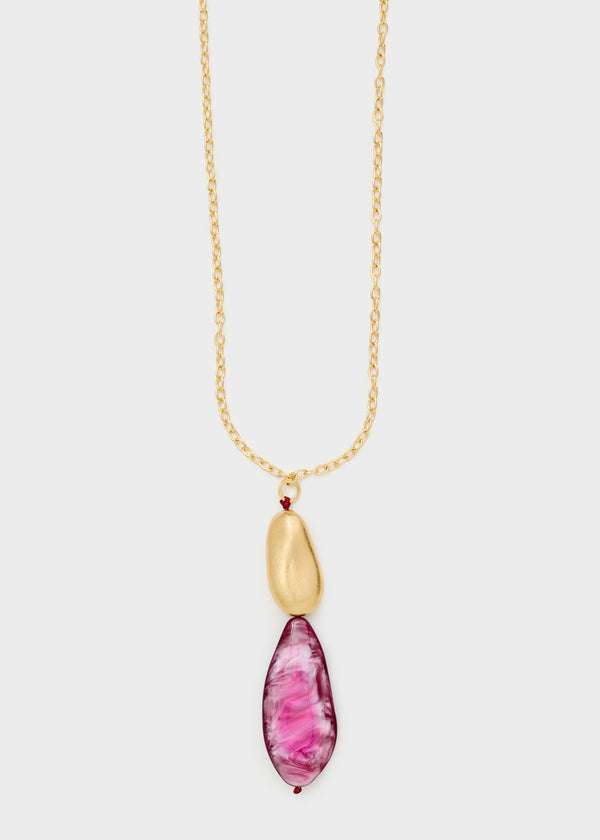 COLLANA OCEAN DOPPIO PENDENTE ORO/ROSA NALÍ