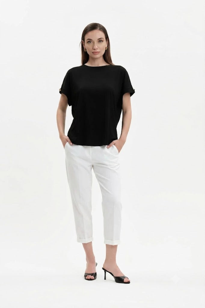 PANTALONI CON COULISSE IN GABARDINA WHITE WISE