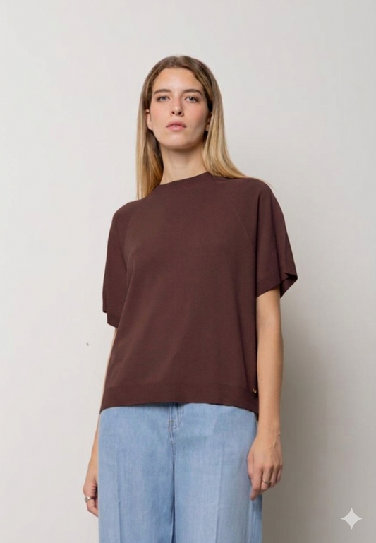 MAGLIA MANICA CORTA OVER CAFFÈ KAOS JEANS