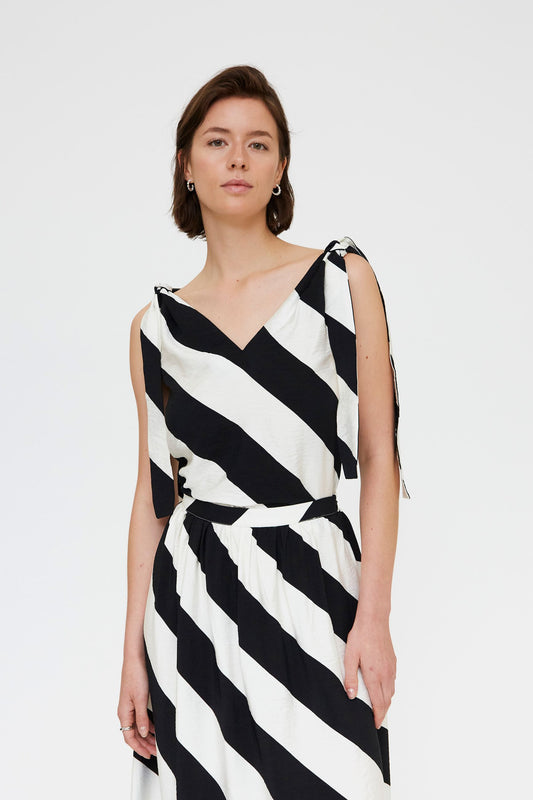 TOP STAMPA RIGA DIAGONALE BLACK & WHITE COMPANIA FANTASTICA