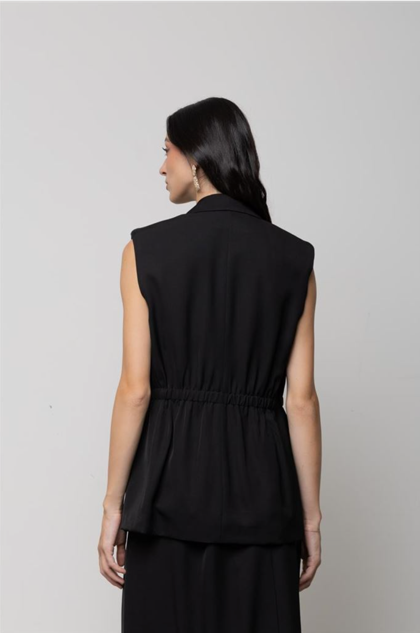 GILET CON COULISSE IN MISTO LINO KAOS