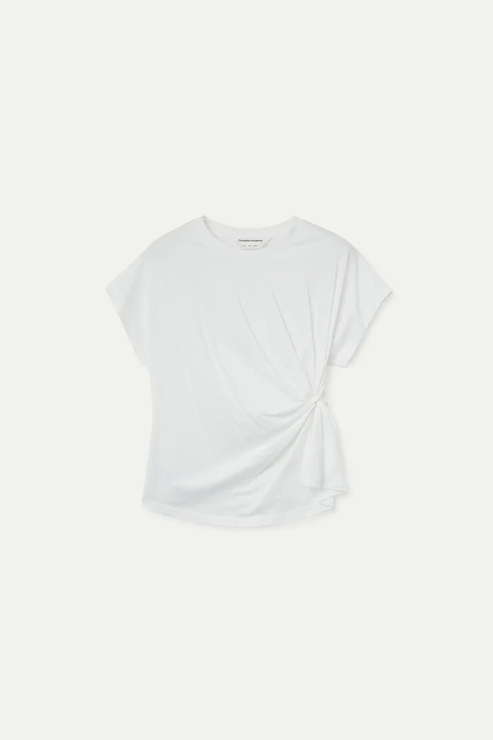 T-SHIRT BIANCA CON NODO LATERALE COMPANIA FANTASTICA
