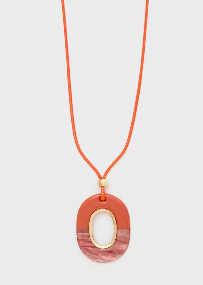 COLLANA VALE PENDENTE OVALE  RESINA ARANCIO NALÍ