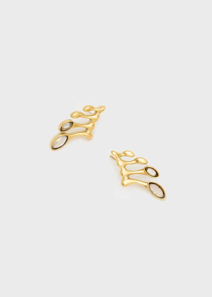 ORECCHINI DROPS CON PIETRE BIANCHE ORO NALÍ