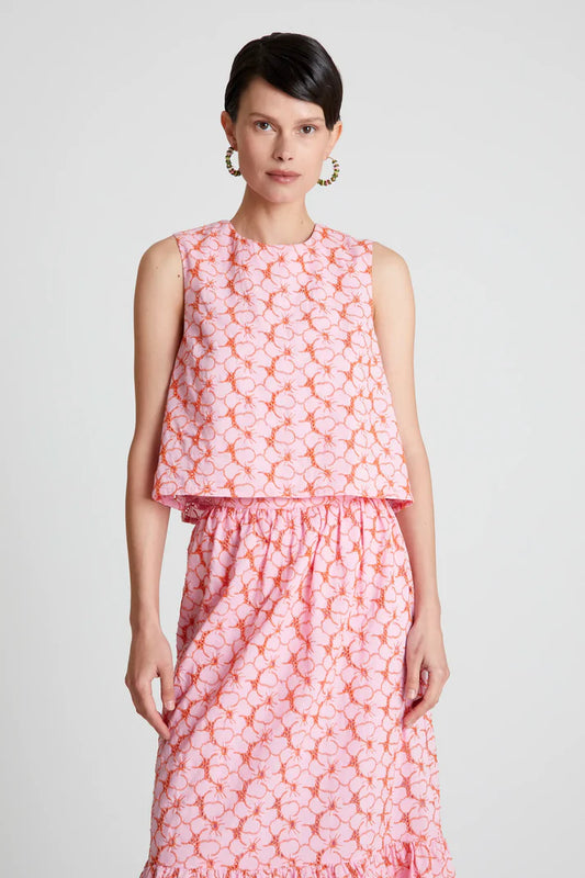 TOP RICAMO FLOREALE ROSA COMPANIA FANTASTICA