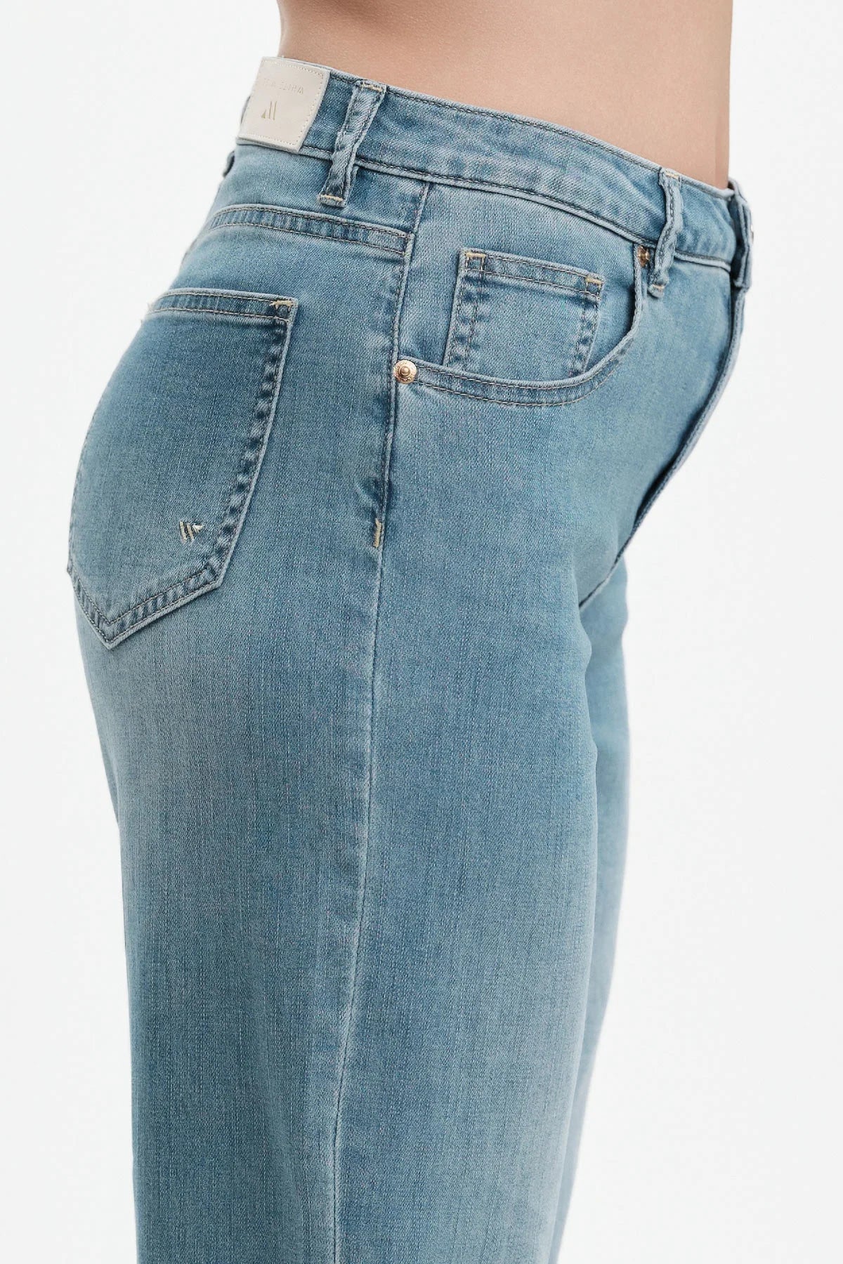 JEANS MODELLO MARTA - PALAZZO DENIM CON SPACCO 7oz WHITE WISE