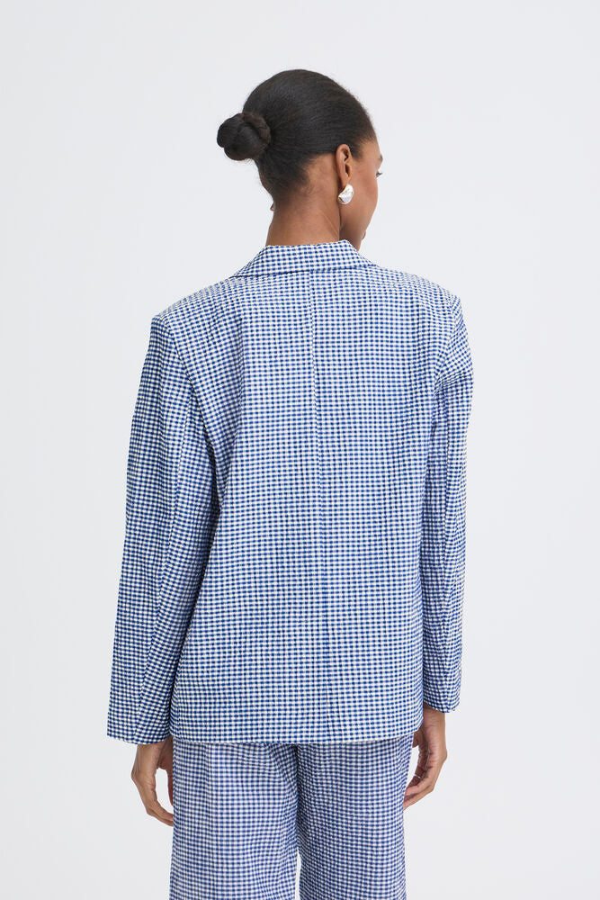 Blazer IHJILMA SODALITE BLUE/WHITE CHECK ICHI